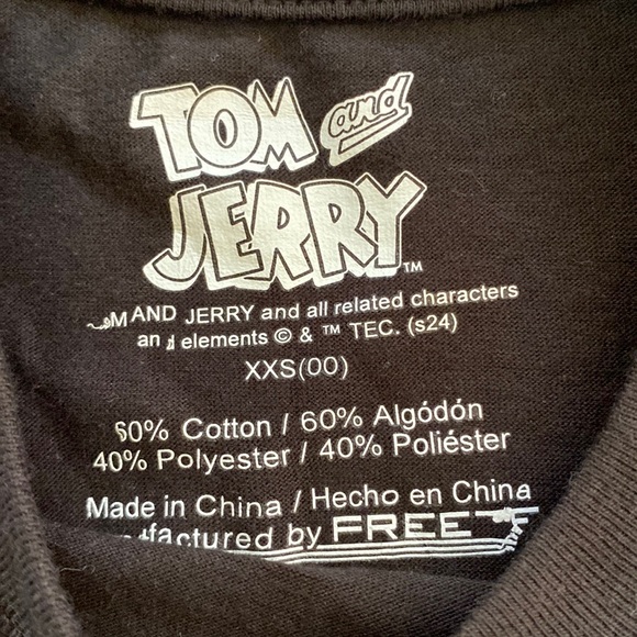 NWT Tom & Jerry Charter Tee Front & Back Graphics Size XXS - Picture 3 of 4